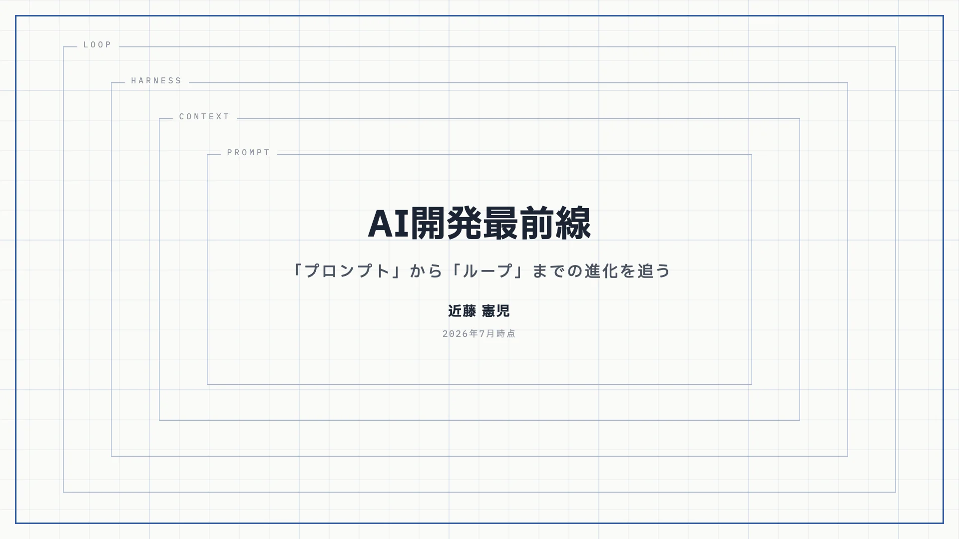 前回のスライドの表紙「AI開発最前線」